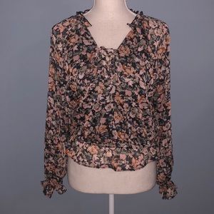 American Eagle floral metallic crop top shirt